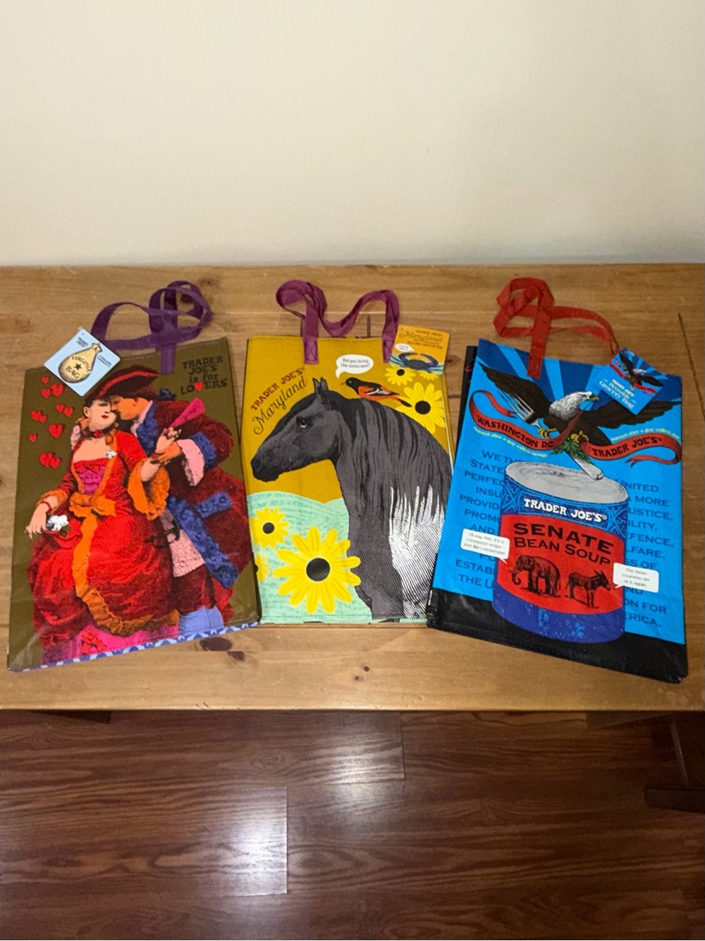 Set of 3 Trader Joe’s “State” Reusable Grocery Tote Bags - DC MD & VA